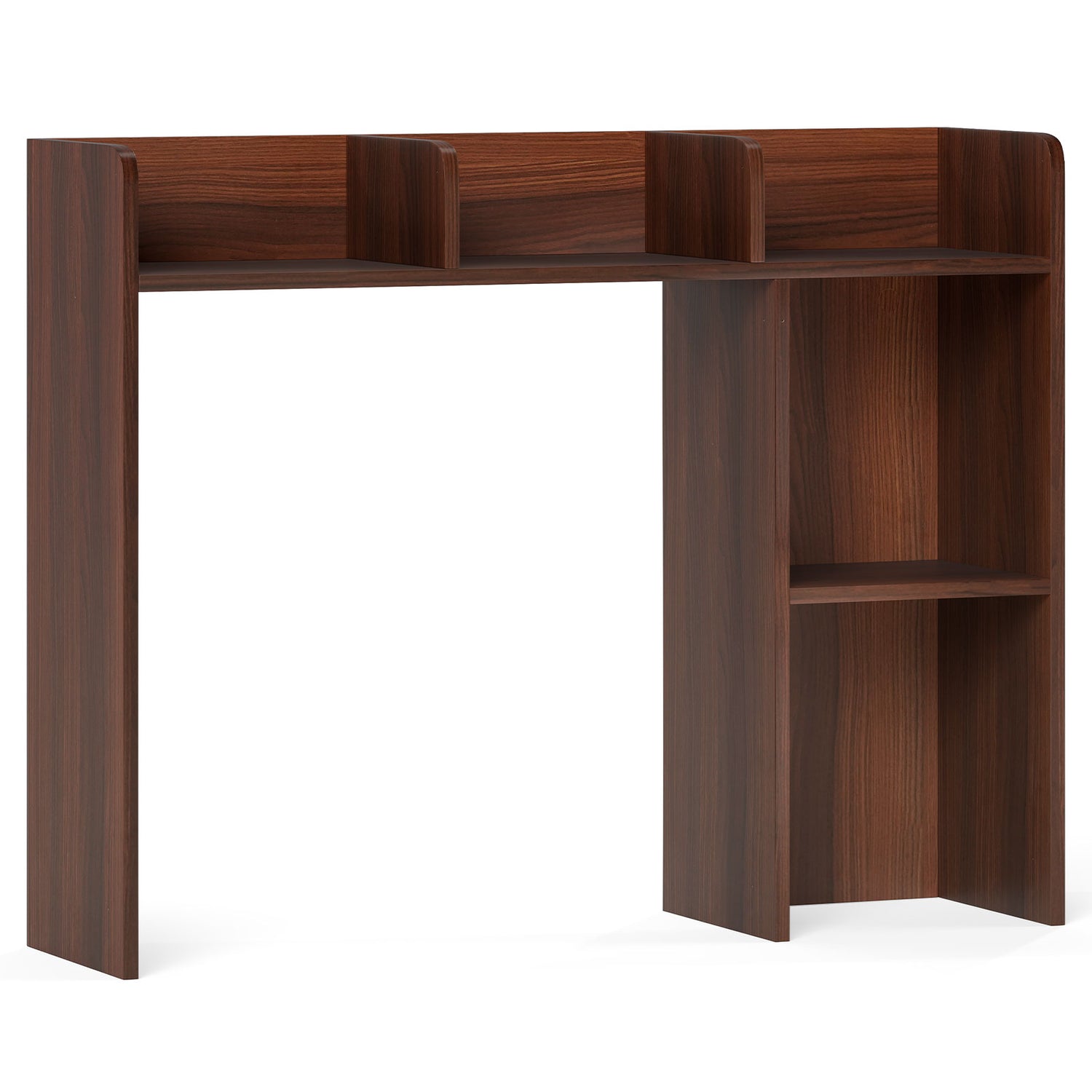 3-Tier Multipurpose Desk Bookshelf with 4 Shelves-Walnut
