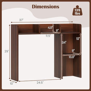 3-Tier Multipurpose Desk Bookshelf with 4 Shelves-Walnut