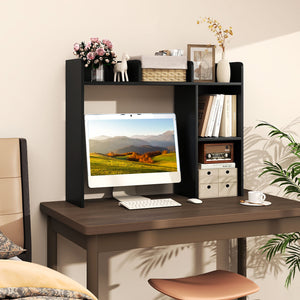 3-Tier Multipurpose Desk Bookshelf with 4 Shelves-Black