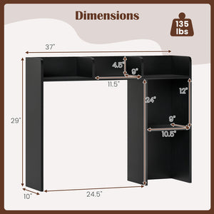 3-Tier Multipurpose Desk Bookshelf with 4 Shelves-Black