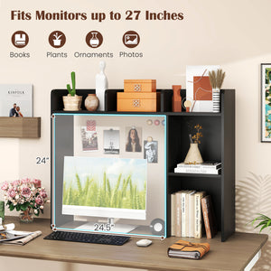 3-Tier Multipurpose Desk Bookshelf with 4 Shelves-Black