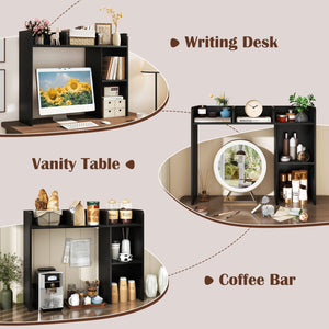 3-Tier Multipurpose Desk Bookshelf with 4 Shelves-Black