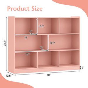 3-Tier Open Bookcase 8-Cube Floor Standing Storage Shelves-Pink
