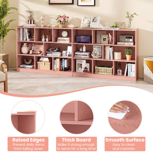 3-Tier Open Bookcase 8-Cube Floor Standing Storage Shelves-Pink