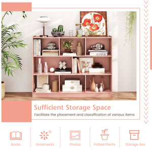 3-Tier Open Bookcase 8-Cube Floor Standing Storage Shelves-Pink
