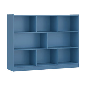 3-Tier Open Bookcase 8-Cube Floor Standing Storage Shelves-Blue