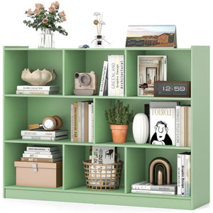 3-Tier Open Bookcase 8-Cube Floor Standing Storage Shelves-Green