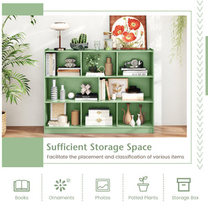 3-Tier Open Bookcase 8-Cube Floor Standing Storage Shelves-Green