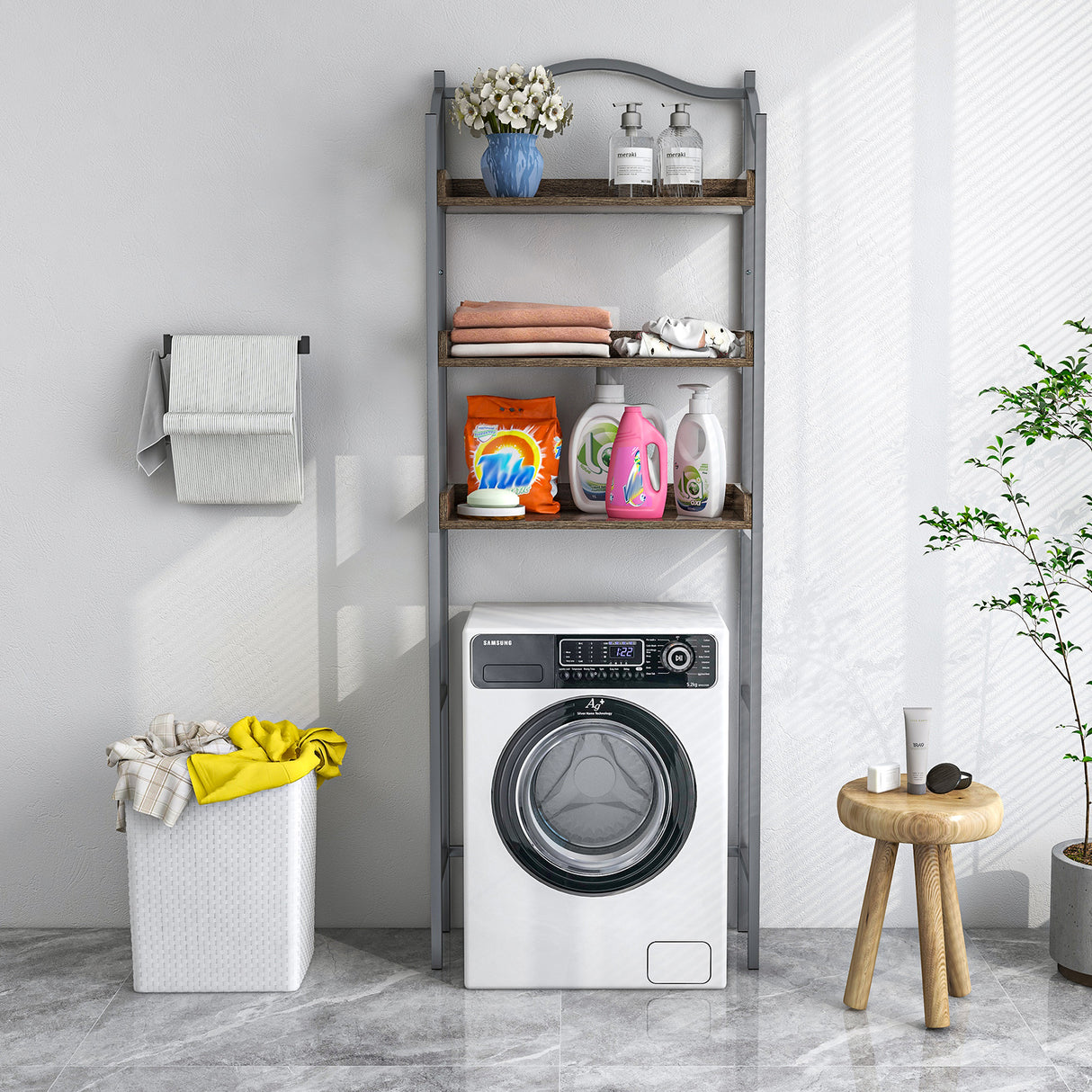3-Tier Over-The-Toilet Bathroom Spacesaver Storage Rack-Silver