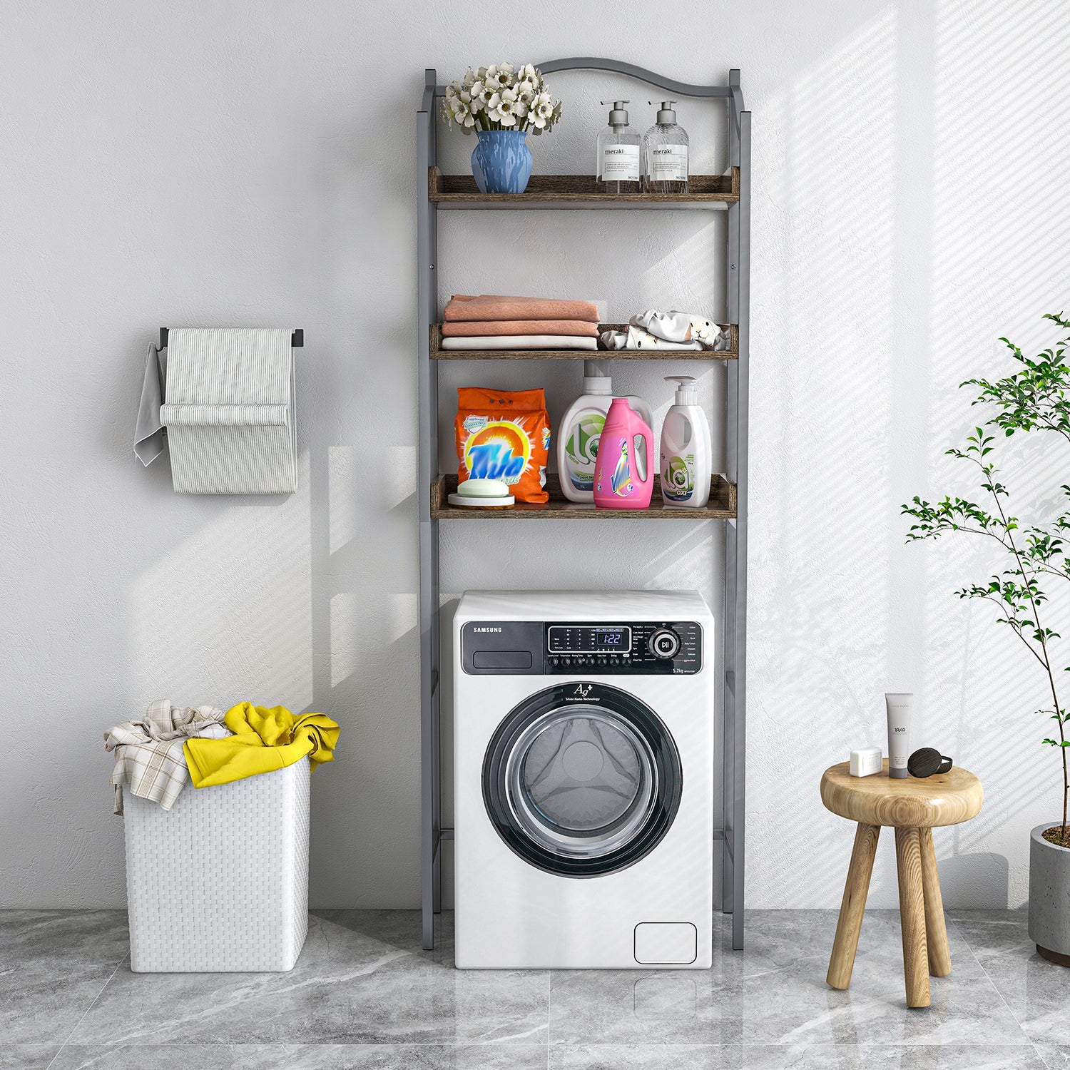 3-Tier Over-The-Toilet Bathroom Spacesaver Storage Rack-Silver
