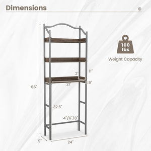 3-Tier Over-The-Toilet Bathroom Spacesaver Storage Rack-Silver