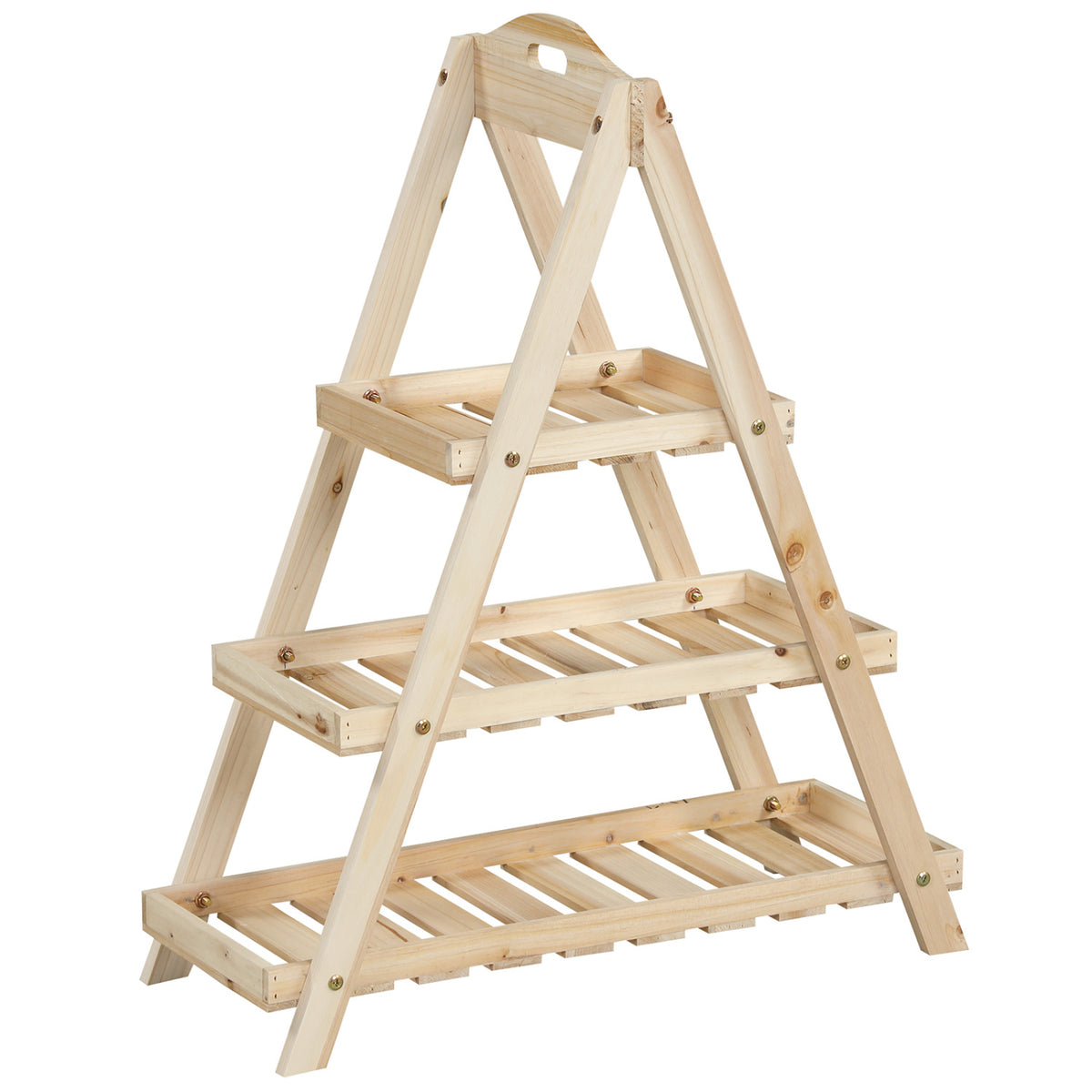 3-Tier Plant Stand Flower Pot Display Shelf-Natural