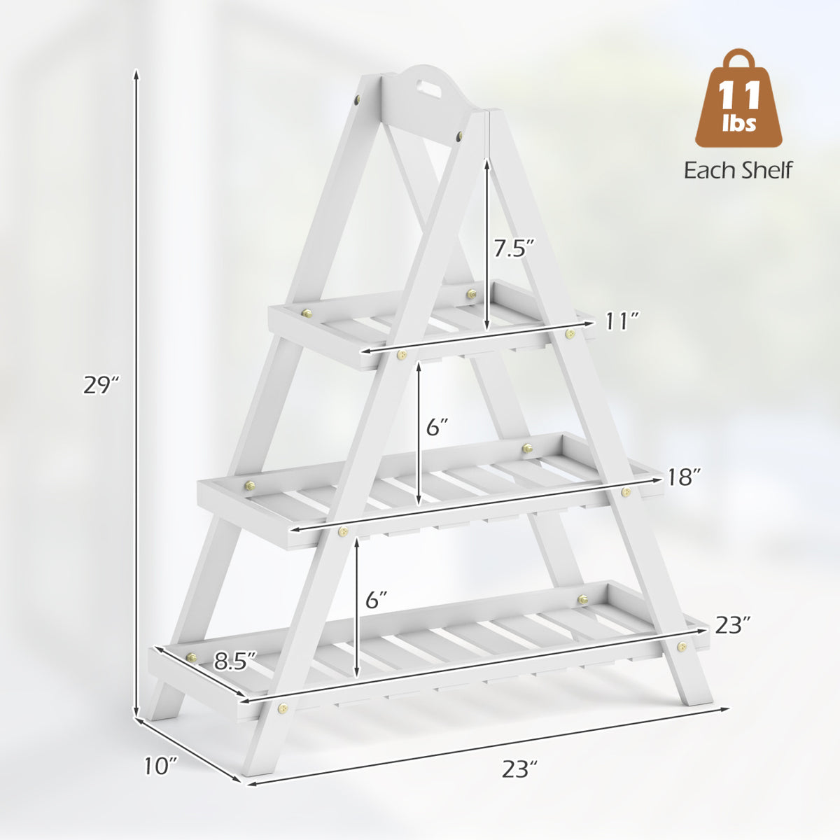 3-Tier Plant Stand Flower Pot Display Shelf-White