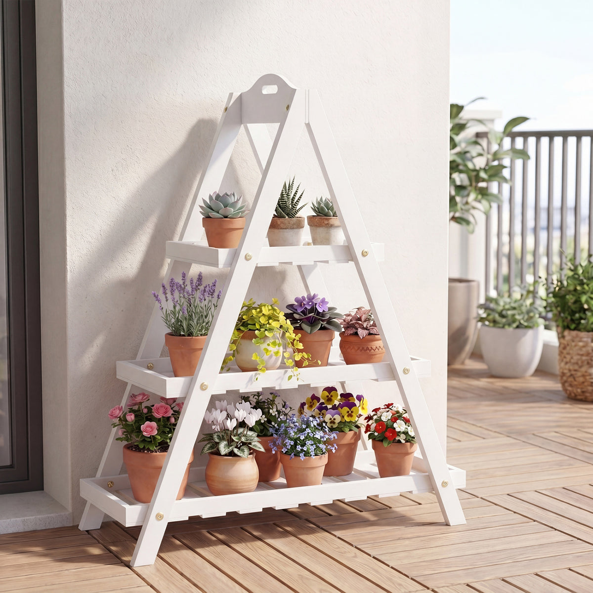 3-Tier Plant Stand Flower Pot Display Shelf-White