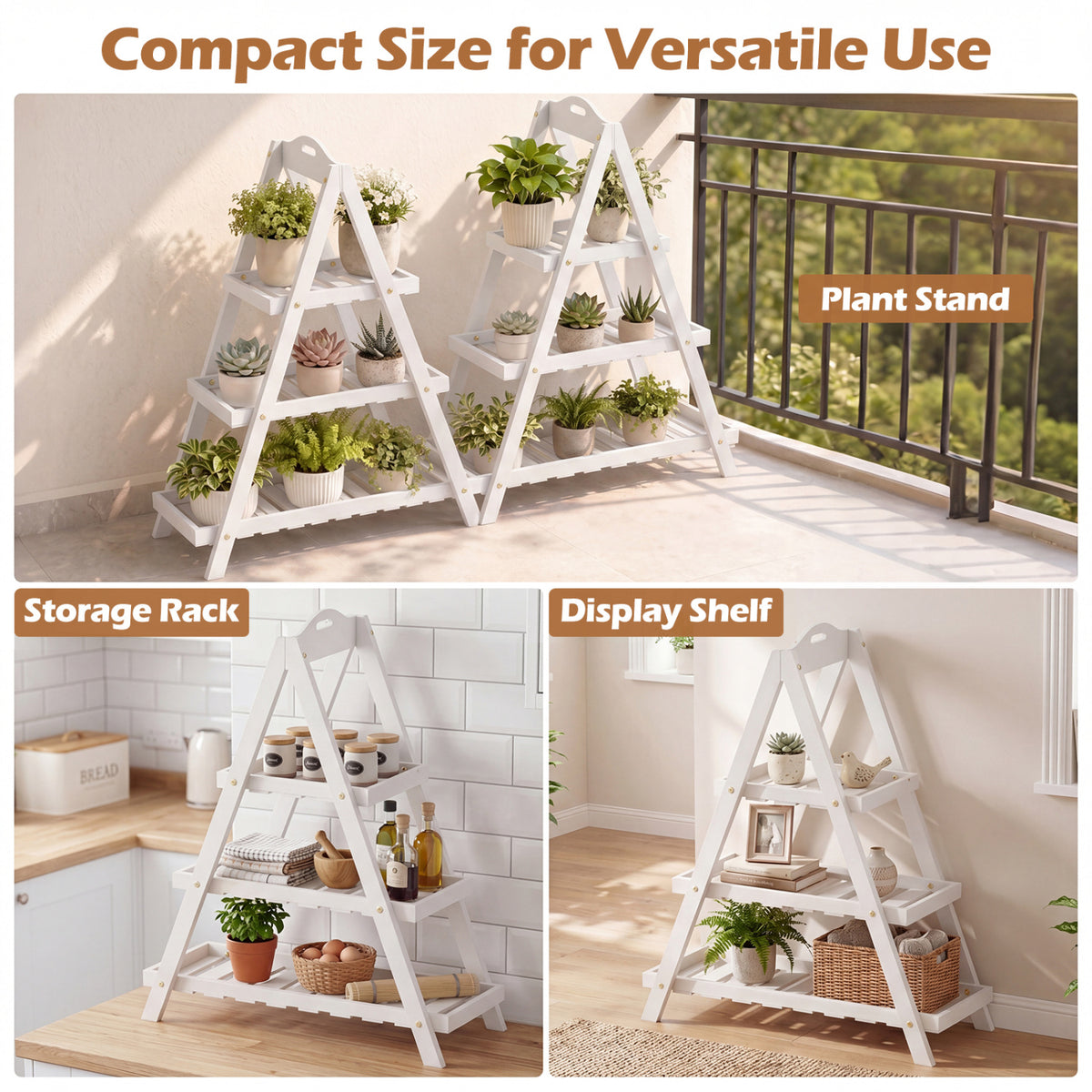 3-Tier Plant Stand Flower Pot Display Shelf-White