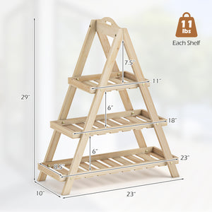 3-Tier Plant Stand Flower Pot Display Shelf-Natural