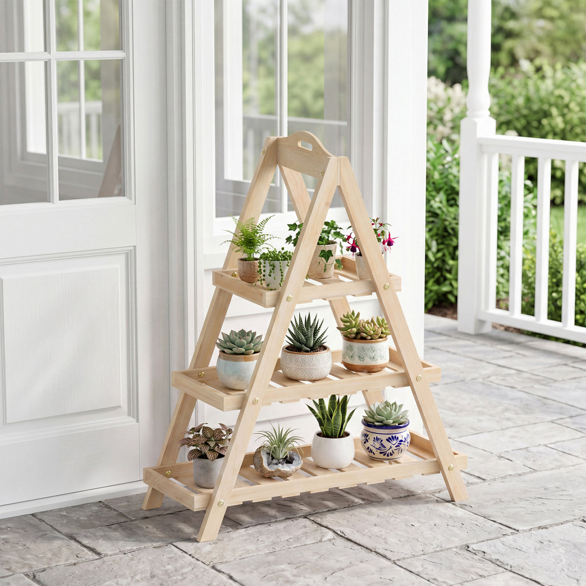 3-Tier Plant Stand Flower Pot Display Shelf-Natural