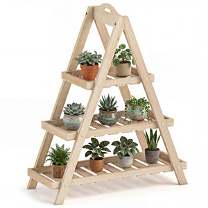 3-Tier Plant Stand Flower Pot Display Shelf-Natural