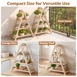3-Tier Plant Stand Flower Pot Display Shelf-Natural