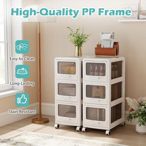 3-Tier Plastic Drawer Storage Organizer Rolling Cart with 3/4/5 Drawers and Lockable Wheels