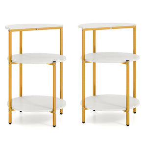 3-Tier Round End Table for Small Space and Bedroom Room-Set of 2