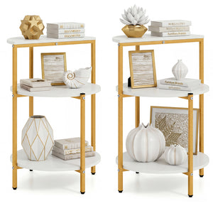 3-Tier Round End Table for Small Space and Bedroom Room-Set of 2