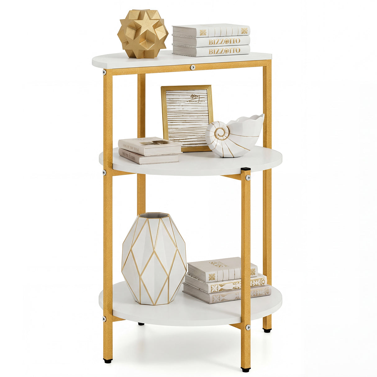 3-Tier Round End Table for Small Space and Bedroom Room-Set of 1