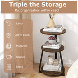 3-Tier Accent Round Side Table with Metal Frame-1 Piece