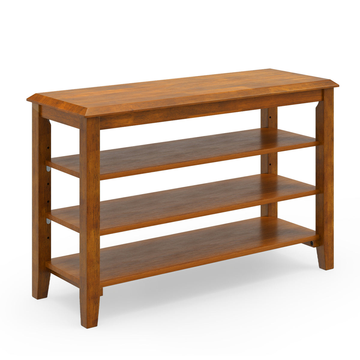 3-Tier Shoe Rack Bench with Adjustable Shelves for Entryway and Living Room-Brown