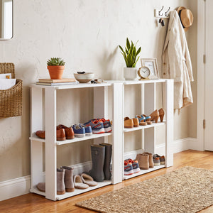 3-Tier Shoe Rack Modern Shoe Organizer with Stackable Design-White