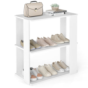 3-Tier Shoe Rack Modern Shoe Organizer with Stackable Design-White