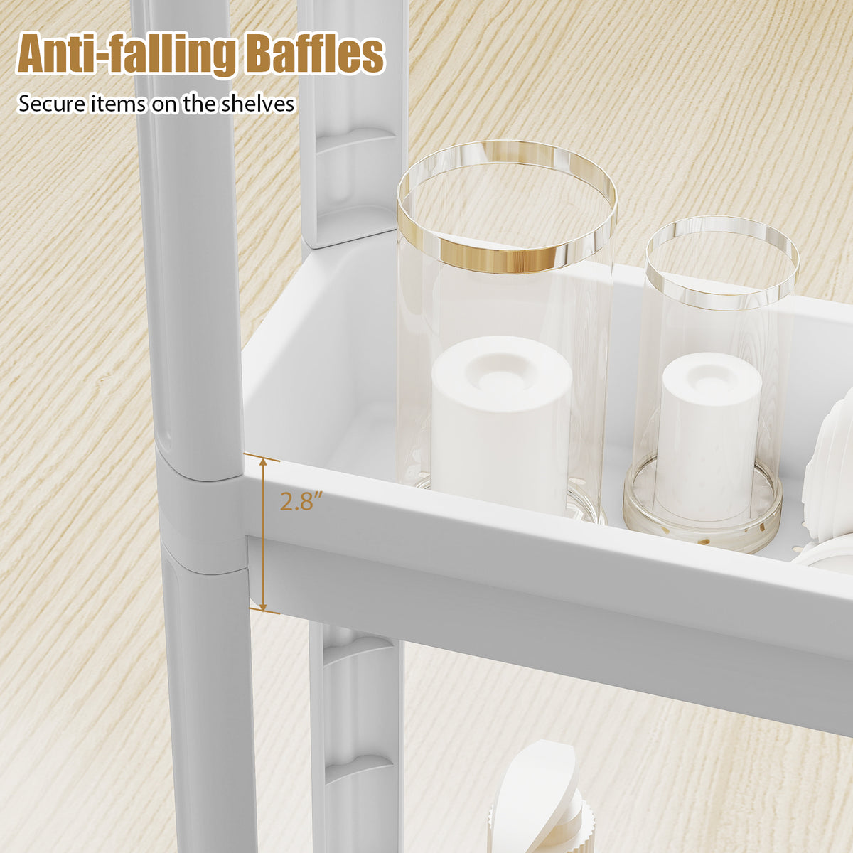 3-Tier Slim Rolling Storage Cart 2-Pack Mobile Bathroom Organizer with Wheels-White