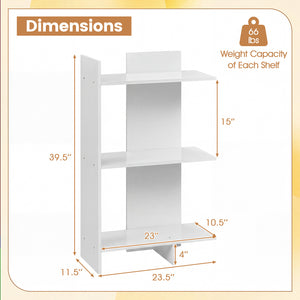 3 Tier Wooden Bookshelf with Anti-Tipping Kit-White