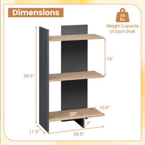 3 Tier Wooden Bookshelf with Anti-Tipping Kit-Oak
