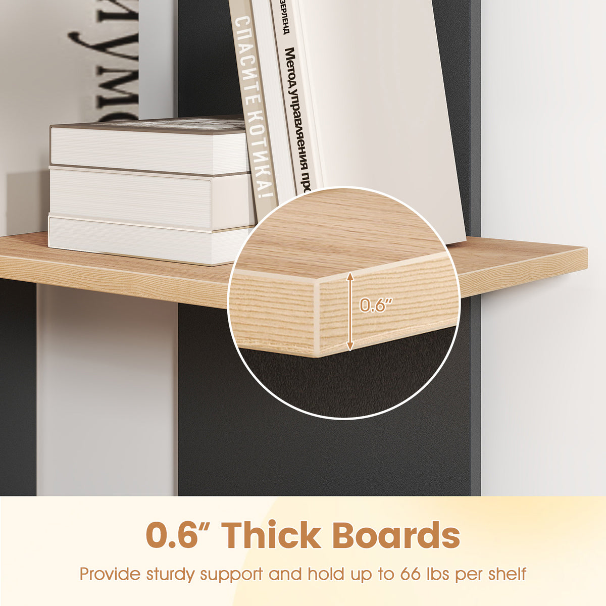 3 Tier Wooden Bookshelf with Anti-Tipping Kit-Oak