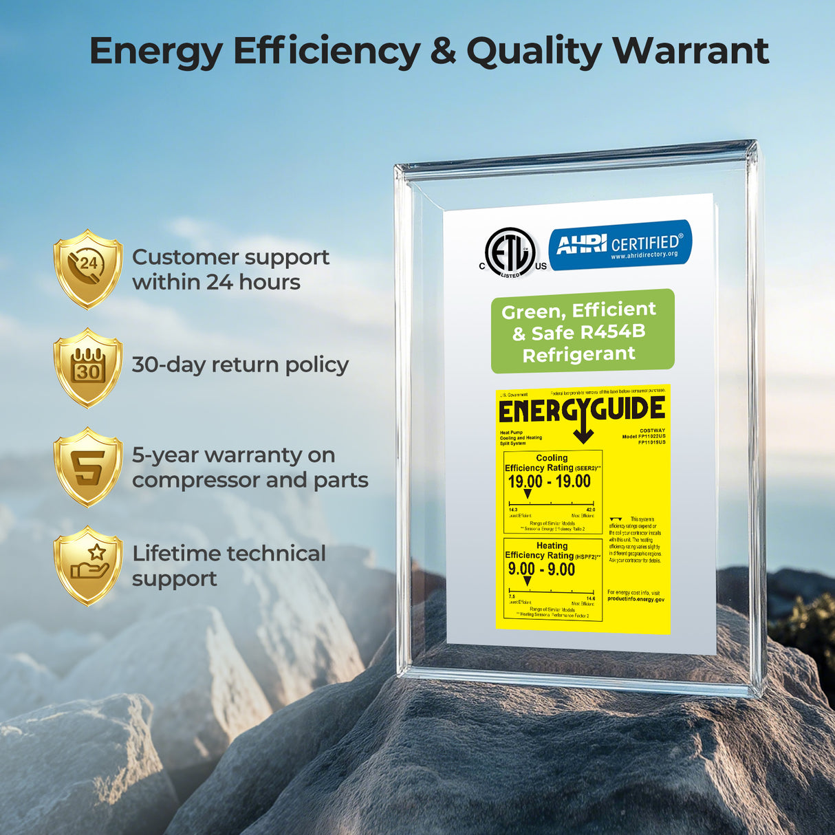 3 Ton 19 SEER2 High-Performance Heat Pump System (Operates down to 5 °F)