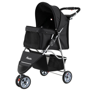 3 Wheel Pet Stroller for Small Dogs Cats up to 33 LBS-Black