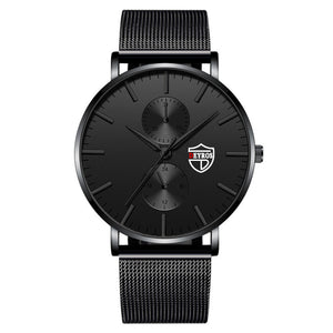 Black 3Bar Watch Men Women'S Watches Ladies Watch With Crystals  Fashion Stainless Steel Band Comfortable Wristwatch