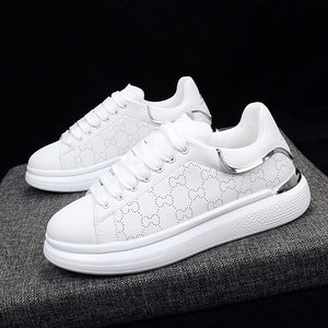 New Fashion White High Quality Women's White Thick Soled Sports Casual Couple Shoes Summer Lace-Up Trainers Gym Tennis Running Breathable High Quality Sneakers