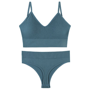 Women Seamless Bra Top Fitness Swimwear Push Up Exercise Bikini For Women 2 Pieces Ribbed Seamless Yoga Bikini Sets Sports Bra And Underwear Set 2 Piece High Waist Summer Bikini