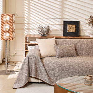 Natural Textured Linen Couch Cover, Breathable & Hypoallergenic Furniture Protector