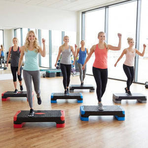 3-in-1 Aerobic Step Platform Set with 2 Stackable Risers and Balance Trainers for Home-Blue