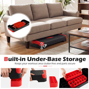 3-in-1 Aerobic Step Platform Set with 2 Stackable Risers and Balance Trainers for Home-Red