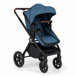 3-in-1 Convertible High Landscape Bassinet Stroller with Reversible Seat-Blue