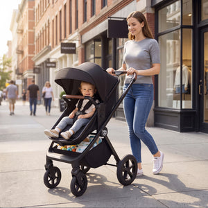 3-in-1 Convertible High Landscape Bassinet Stroller with Reversible Seat-Black