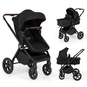3-in-1 Convertible High Landscape Bassinet Stroller with Reversible Seat-Black