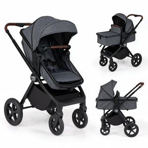3-in-1 Convertible High Landscape Bassinet Stroller with Reversible Seat-Gray