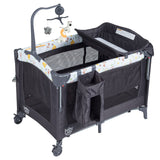 3-in-1 Convertible Portable Baby Playard with Music Box and Wheel and Brakes-Dark Gray
