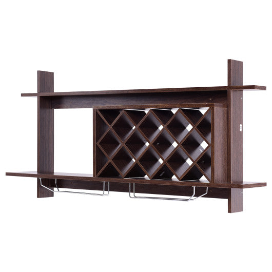 3-in-1 Dining Set: Windsor Chairs  Industrial Sideboard & Wall-Mount Wine Rack Combo