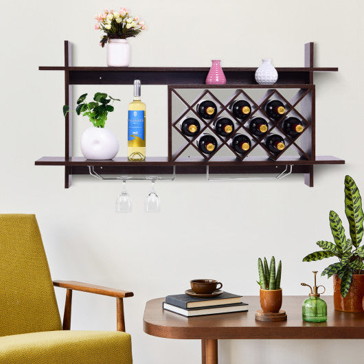 3-in-1 Dining Set: Windsor Chairs  Industrial Sideboard & Wall-Mount Wine Rack Combo